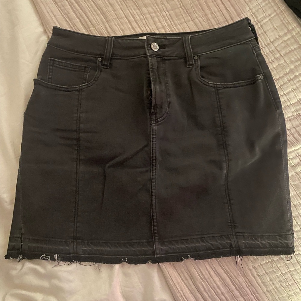 Black denim skirt